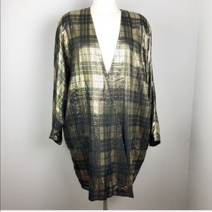 Size 14 Black & gold plaid, oversize blazer/dress